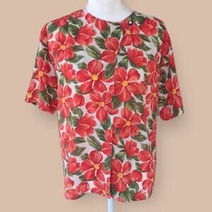 Orange Floral Blouse Size 10